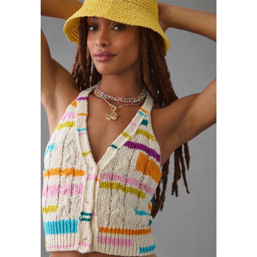 Anthropologie Pernille Rosenkilde Cable Knit Sweater Vest Tank, XS NWT